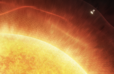 Rappresentazione artistica che mostra la sonda della Nasa Parker Solar Probe mentre entra nella corona solare. Crediti: Nasa/Johns Hopkins APL/Ben Smith